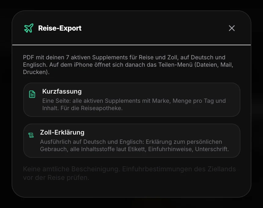 Reise-Export als PDF
