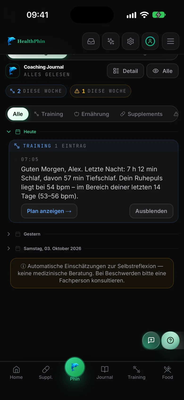 Phin Coach auf dem iPhone
